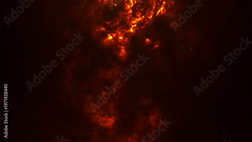 Принти на полотні Fiery red energy texture with glowing flame clouds and dark smoky depth