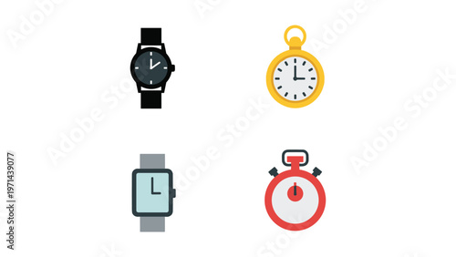 Four distinct types of timers and clocks displayed in simple icons