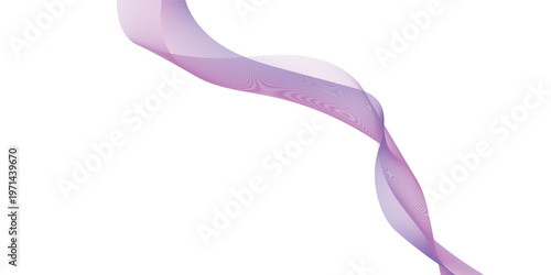 Smooth pink and purple smoke swirls create an artistic wave pattern with flowing curves and colorful motion on a white backdrop illustration