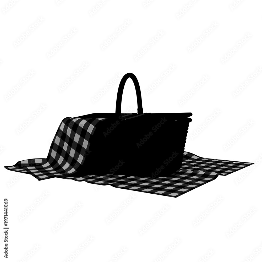 Obraz premium Silhouette Of A Black Bag With A Checkered Cloth Inside Silhouette