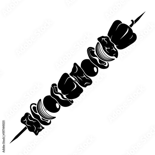 Silhouette Of A Delicious Shish Kebab On A Skewer