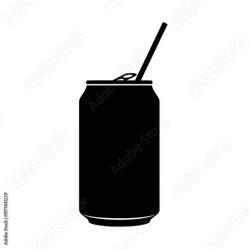 Silhouette Of A Soda Can With A Straw