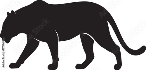 Panther Silhouette Stalking Black Cat Vector
