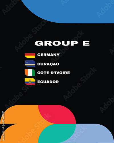 Germany Ecuador Ivory Coast And Curacao Flag Countries Group E Symbol Design football Final Vector Football Teams Illustration