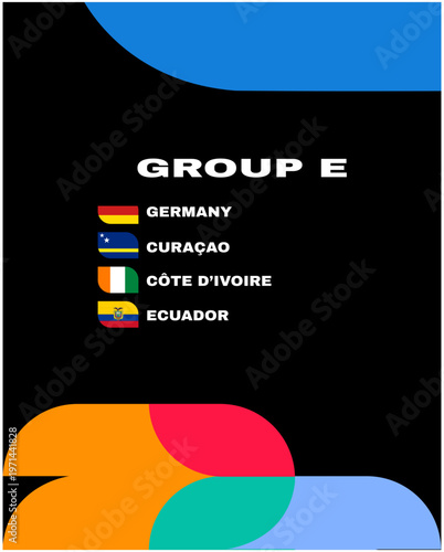 Germany Ecuador Ivory Coast And Curacao Flag Countries Group E Symbol Design football Final Vector Football Teams Illustration