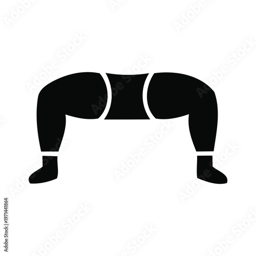 Stylized illustration of a sumo wrestler's lower body in a traditional stance.