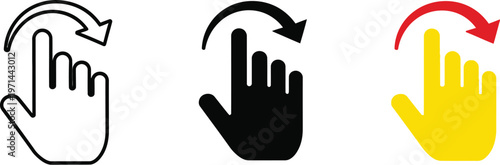 Swipe gesture icon set featuring hand finger sliding movement for touchscreen interface navigation in a clean flat vector design