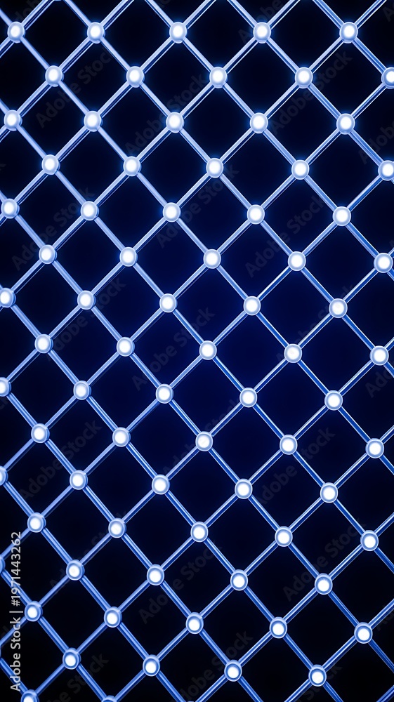 Fototapeta premium Glowing blue hexagonal mesh network background with digital nodes