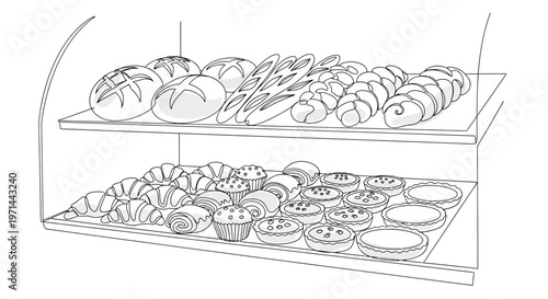 Variety of sweet baked pastries displayed.