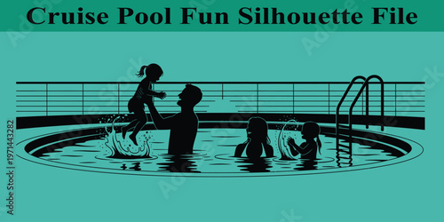 People swimming and playing in cruise ship pool area