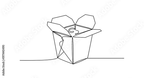 A line drawing of an open box.