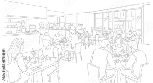 People eating at a restaurant.