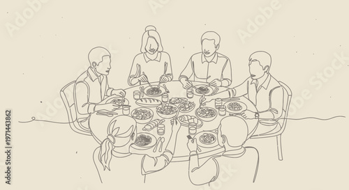 People sitting around a dinner table.