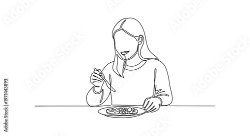 Woman eating a plate of food.