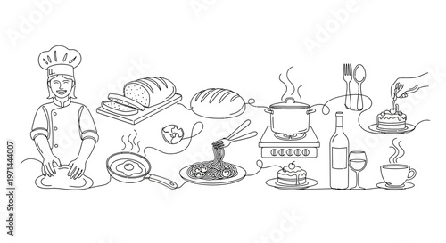 Chef preparing food in kitchen.