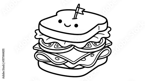 Smiling sandwich with toothpick on top.