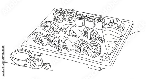 Variety of sushi on a plate.