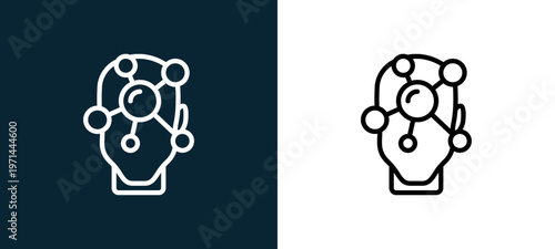 Two-color mind outline icon pair in black and white, editable stroke vector illustration for web, mobile apps, UI design, branding, and print from human mind