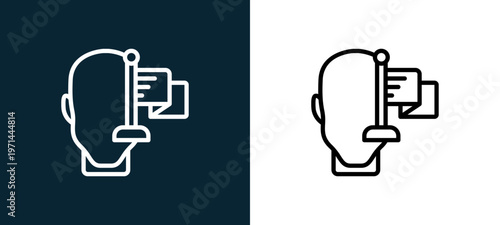 Two-color goal outline icon pair in black and white, editable stroke vector illustration for web, mobile apps, UI design, branding, and print from human mind