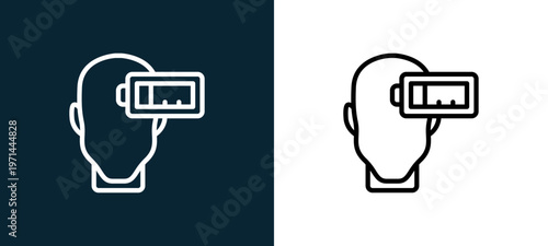 Two-color exhausted outline icon pair in black and white, editable stroke vector illustration for web, mobile apps, UI design, branding, and print from human mind