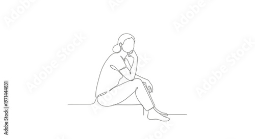Woman sitting alone in contemplation mood.