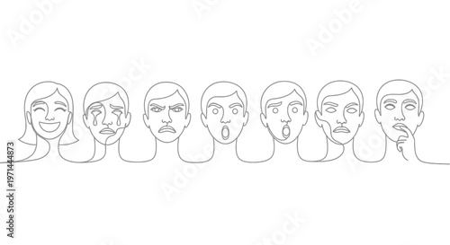 Diverse Group of People Faces Emotions.