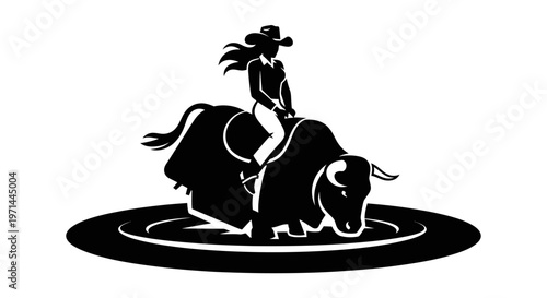 Rider on a bucking bull silhouette.