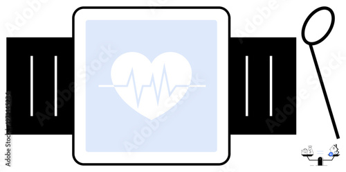 Heartbeat tracking concept. Heartbeat monitoring showing vital measurements through smart wearable technology. Heartbeat relevant to fitness, health, wellness, medical diagnostics, innovation