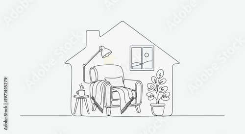 Armchair with pillows and footstool.