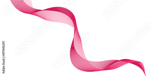 A decorative pink satin ribbon shaped into a graceful bow isolated on a white background for a Valentine or birthday gift card design