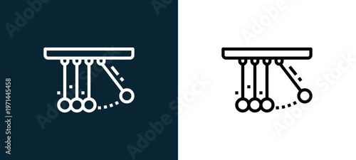 Two-color momentum outline icon pair in black and white, editable stroke vector illustration for web, mobile apps, UI design, branding, and print from science
