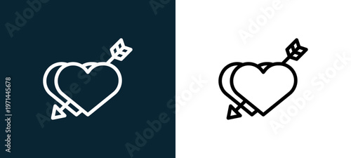 Two-color lover outline icon pair in black and white, editable stroke vector illustration for web, mobile apps, UI design, branding, and print from love