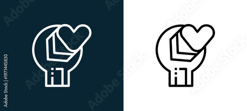 Two-color fix outline icon pair in black and white, editable stroke vector illustration for web, mobile apps, UI design, branding, and print from love