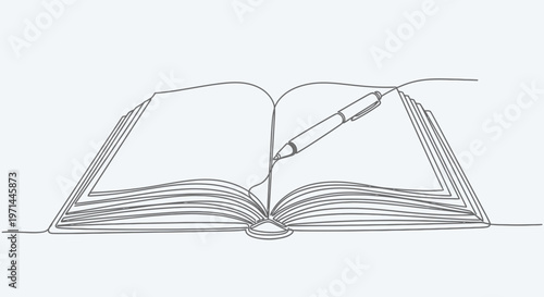 Open Book with Pen on Page.