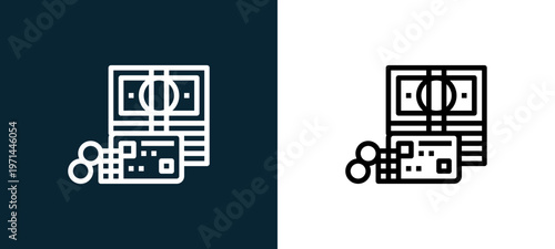 Two-color money outline icon pair in black and white, editable stroke vector illustration for web, mobile apps, UI design, branding, and print from finance