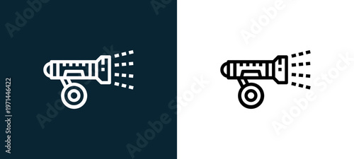Two-color bike outline icon pair in black and white, editable stroke vector illustration for web, mobile apps, UI design, branding, and print from bicycle