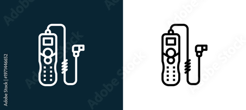 Two-color timer outline icon pair in black and white, editable stroke vector illustration for web, mobile apps, UI design, branding, and print from photo