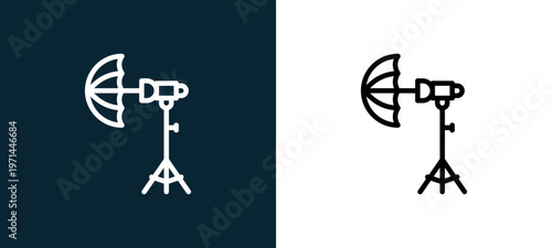 Two-color light outline icon pair in black and white, editable stroke vector illustration for web, mobile apps, UI design, branding, and print from photo