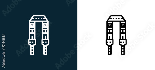 Two-color strap outline icon pair in black and white, editable stroke vector illustration for web, mobile apps, UI design, branding, and print from photo