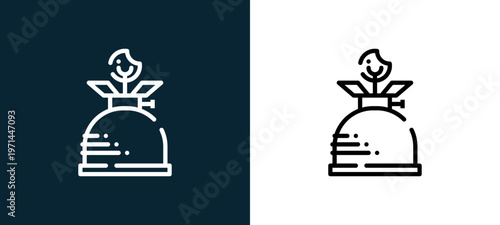 Two-color gas outline icon pair in black and white, editable stroke vector illustration for web, mobile apps, UI design, branding, and print from camping