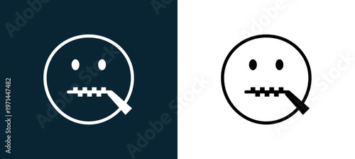 Two-color zipped outline icon pair in black and white, editable stroke vector illustration for web, mobile apps, UI design, branding, and print from classics