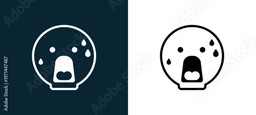 Two-color shocked outline icon pair in black and white, editable stroke vector illustration for web, mobile apps, UI design, branding, and print from classics