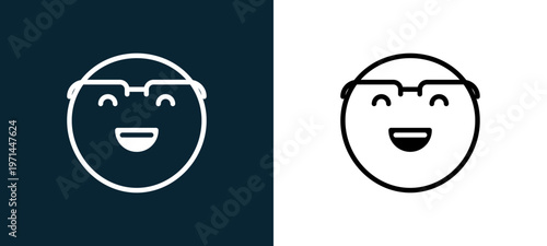 Two-color nerd outline icon pair in black and white, editable stroke vector illustration for web, mobile apps, UI design, branding, and print from classics