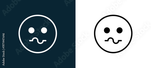 Two-color reaction outline icon pair in black and white, editable stroke vector illustration for web, mobile apps, UI design, branding, and print from classics