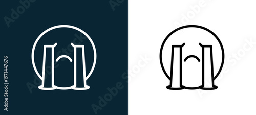 Two-color cry outline icon pair in black and white, editable stroke vector illustration for web, mobile apps, UI design, branding, and print from classics