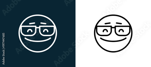 Two-color nerd outline icon pair in black and white, editable stroke vector illustration for web, mobile apps, UI design, branding, and print from classics