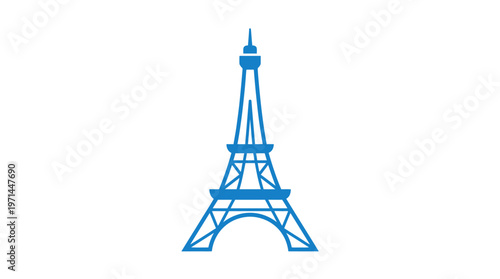 Iconic Eiffel Tower Outline Vector Illustration of Paris Landmark on Isolated White Background