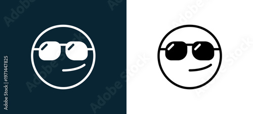 Two-color cool outline icon pair in black and white, editable stroke vector illustration for web, mobile apps, UI design, branding, and print from classics