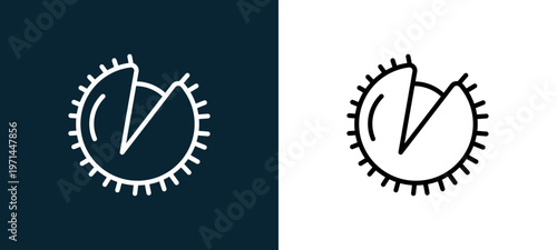 Two-color chestnut outline icon pair in black and white, editable stroke vector illustration for web, mobile apps, UI design, branding, and print from seasons