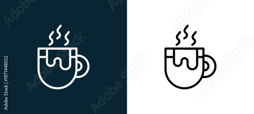 Two-color hot chote outline icon pair in black and white, editable stroke vector illustration for web, mobile apps, UI design, branding, and print from seasons